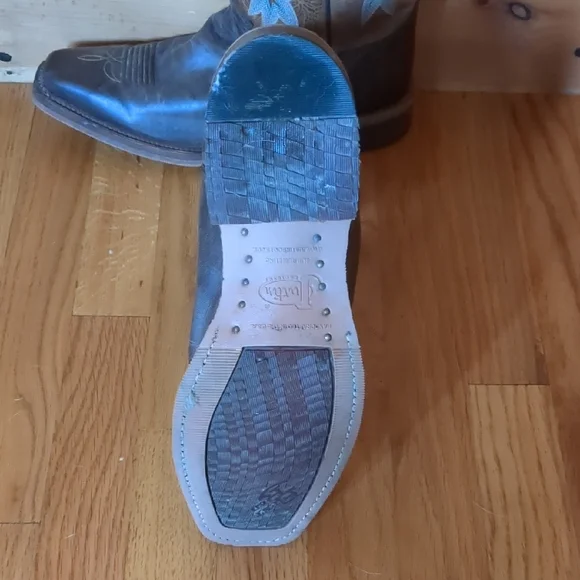 Justin Boots Brown and Blue Women's Cowboy Boots - Picture 6 of 7